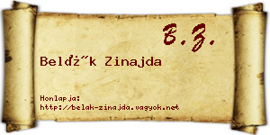 Belák Zinajda névjegykártya